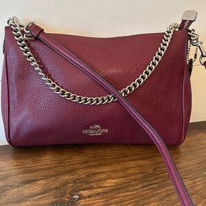 Coach Carrie Crossbody Bag Burgundy Pebbled Leather. Never Used